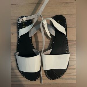 Lulu's White and Black Minimalist Sandals